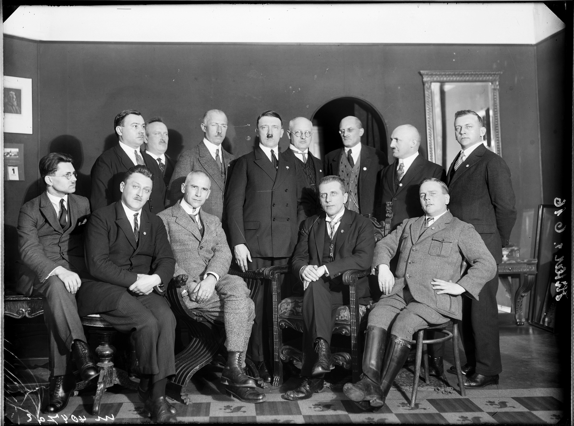 Adolf Hitler and party members pose in Heinrich Hoffmann's studio in Munich (Heinrich Hoffmann photo)